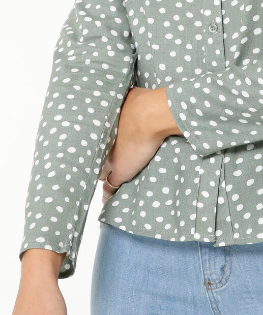 Camisa Feminina Estampa Poá Manga Longa Marisa