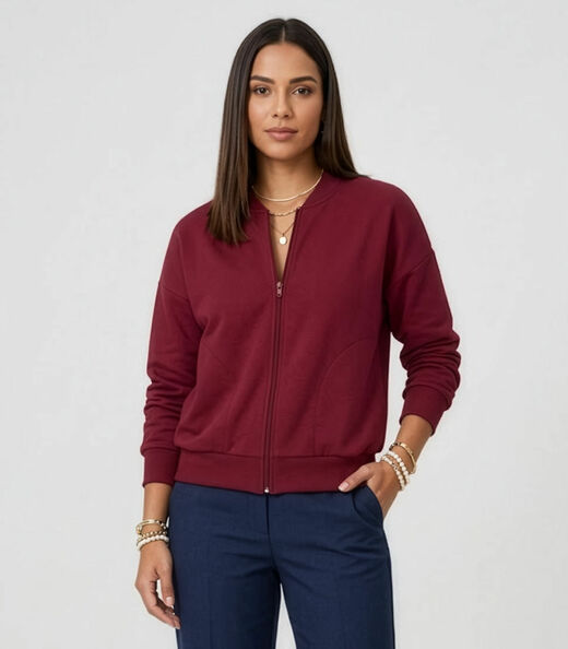 Jaqueta Feminina Básica de Moletom Rovitex Vermelho