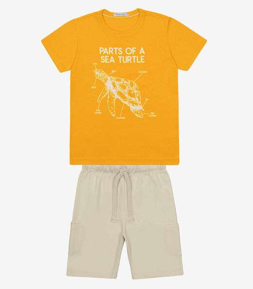 Conjunto Infantil Camiseta Com Bermuda Trick Nick Amarelo