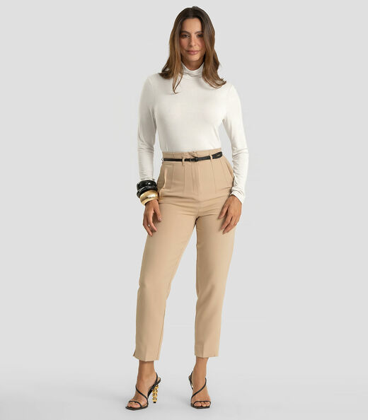 Blusa Feminina Manga Longa Visco Premiere Dianna Bege