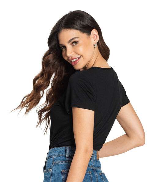 Blusa Feminina Viscotorcion Básica Rovitex Preto