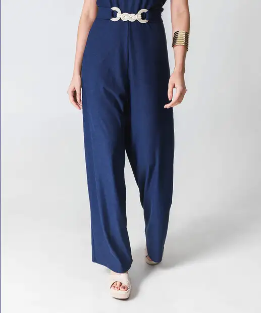 Macacão Feminino Pantalona Cinto Marisa Azul