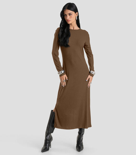 Image_Vestido Feminino Super Midi Canelado Dianna Marrom
