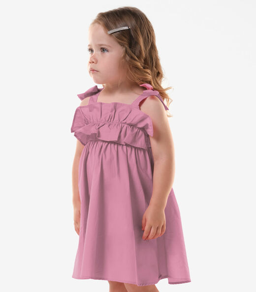 Vestido Infantil Feminino Tricoline Trick Nick Rosa