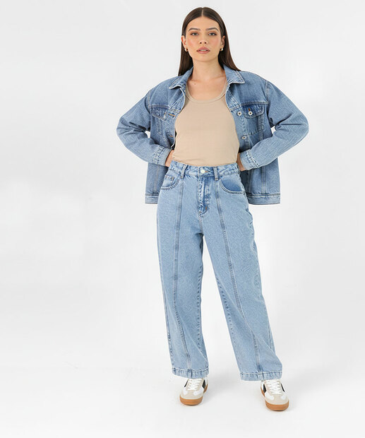 Image_Calça Jeans Barrel Feminina Bolsos Marisa Azul