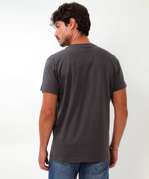 Camiseta Masculina Estampa Frontal Gangster Cinza