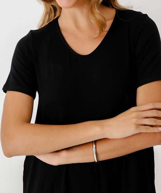 Vestido Feminino Manga Curta Marisa Preto