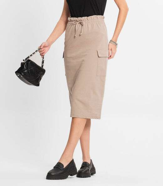 Saia Midi Cargo Feminino Select Bege
