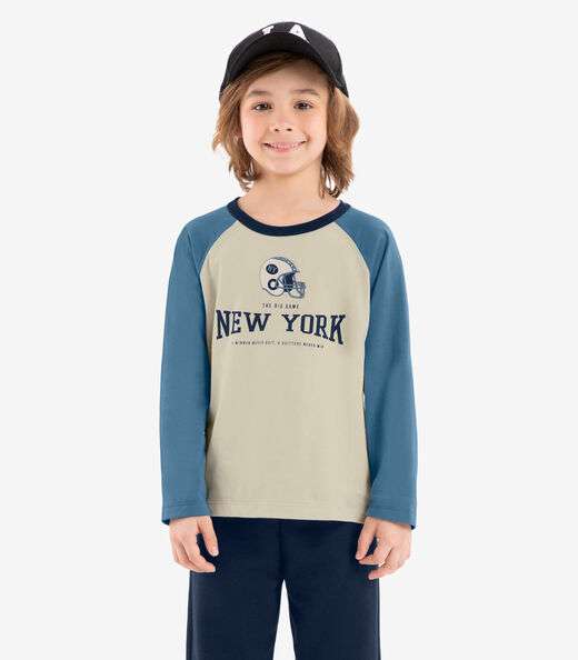 Conjunto Camiseta Manga Longa Com Calça Rovi Kids Azul