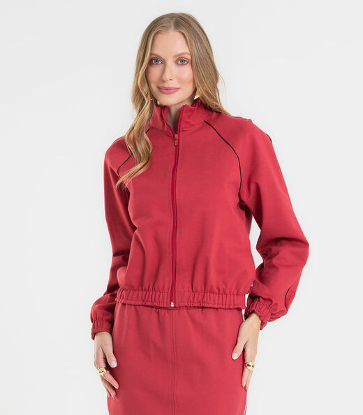 Jaqueta Feminina Ponto Roma Manga Raglan Rovitex Vermelho
