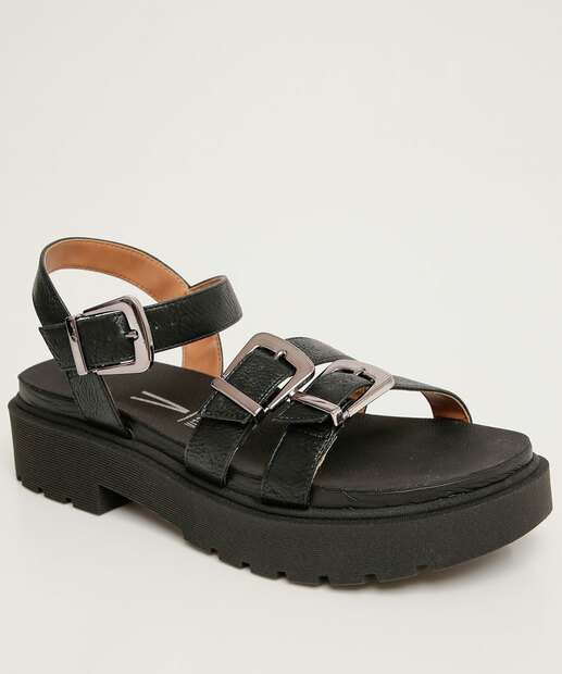 Sandália Flatform Feminina Fivela 
