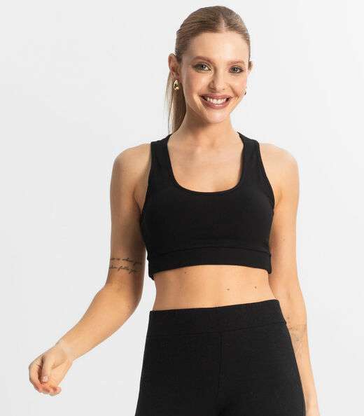 Top Fitness Feminino em Cotton Pesado Select Preto