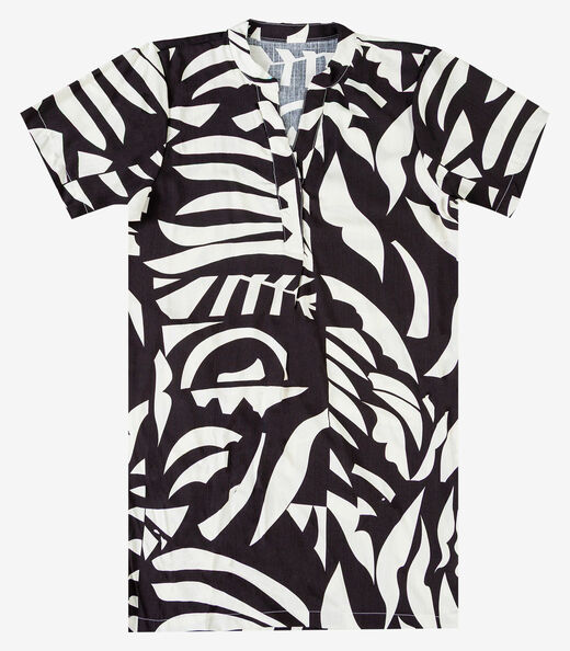 Vestido Curto Estampado Com Peitilho Infinita Cor Bege