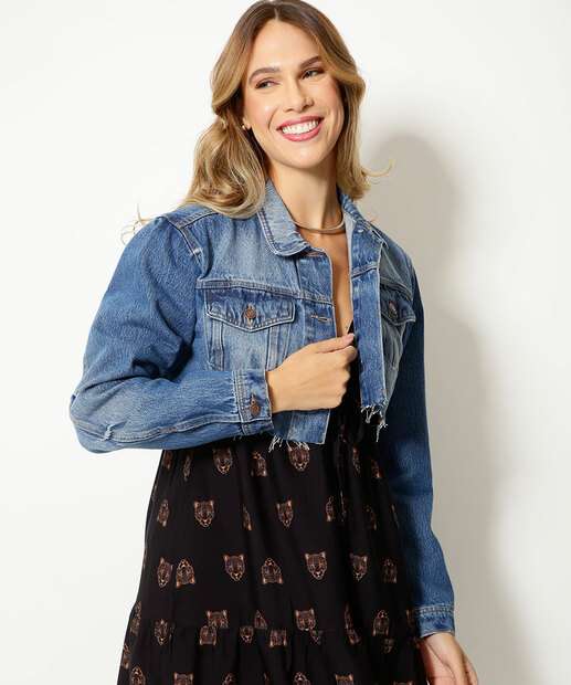 Jaqueta Feminina Cropped Jeans Marisa