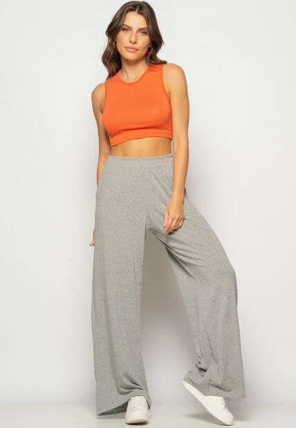 Cropped Regata Recorte Malha Telha Salvatore Fashion