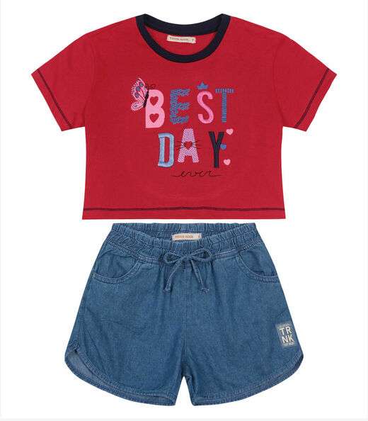 Conjunto Infantil Feminino Best Day Trick Nick Vermelho