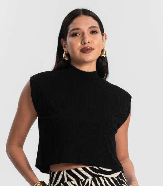 Blusa Feminina Canelada Rovitex Preto