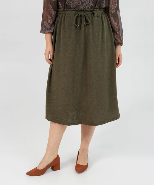 Saia Midi Feminina Plus Size Midi Clochard Marisa Verde