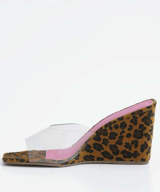 Tamanco Feminino Anabela Animal Print Marisa 