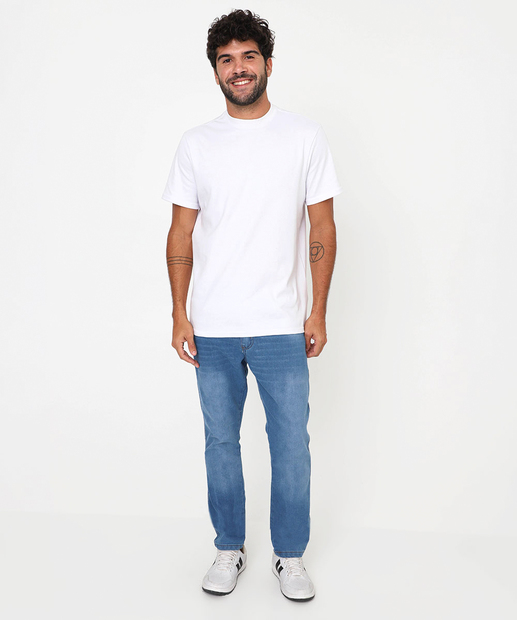 Camiseta Masculina Lisa Suedine Manga Curta Marisa Branco