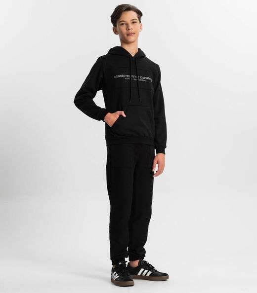 Blusão Juvenil Masculino Com Capuz Minty Preto