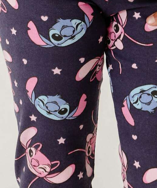 Calça Infantil Legging Stitch E Angel Disney Tam 4 a 10