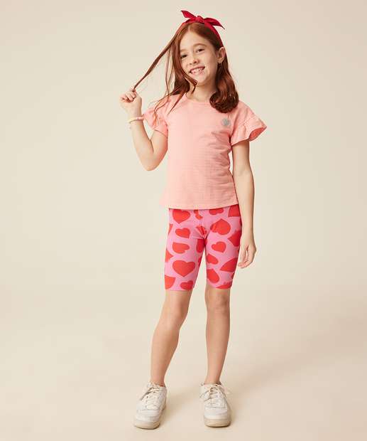 Bermuda Infantil Ciclista Cotton Coração Marisa Tam 4 a 10