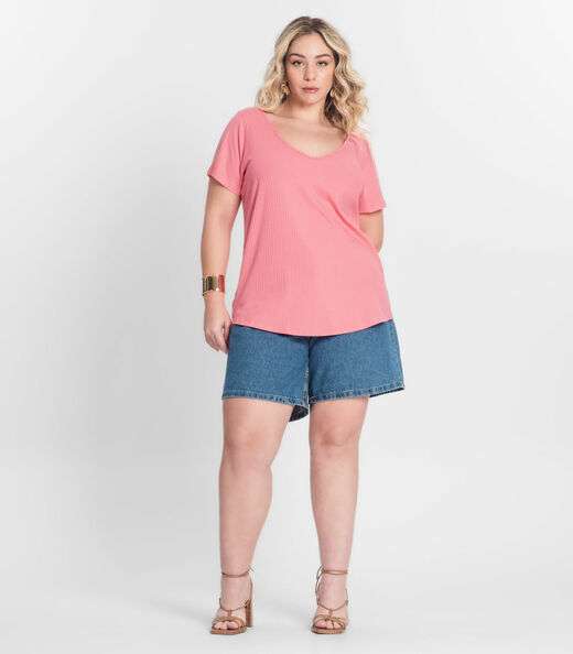 Blusa Feminina Plus Size da Infinita Cor Rosa