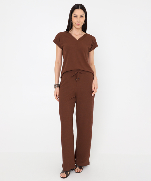 Image_Calça Feminina Pantalona Canelada Marisa Marrom