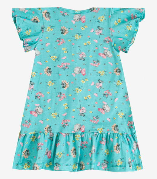Vestido Infantil Com Manga Godê Select Azul