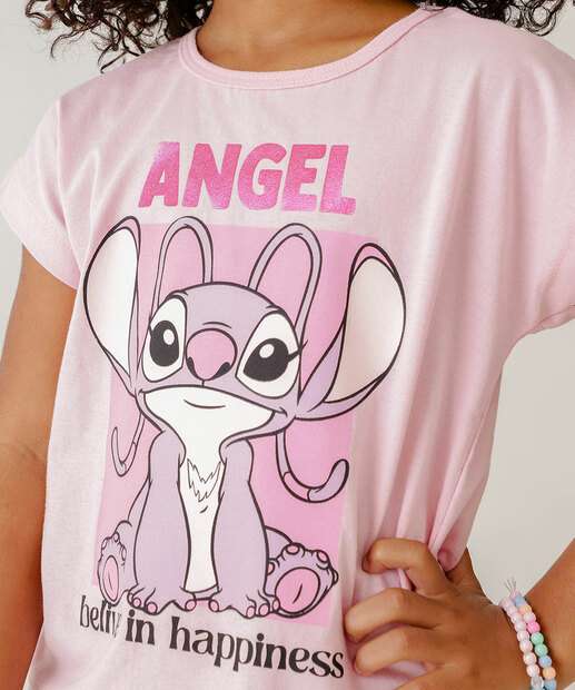 Blusa Infantil Angel Stitch Disney Tam 4 a 10