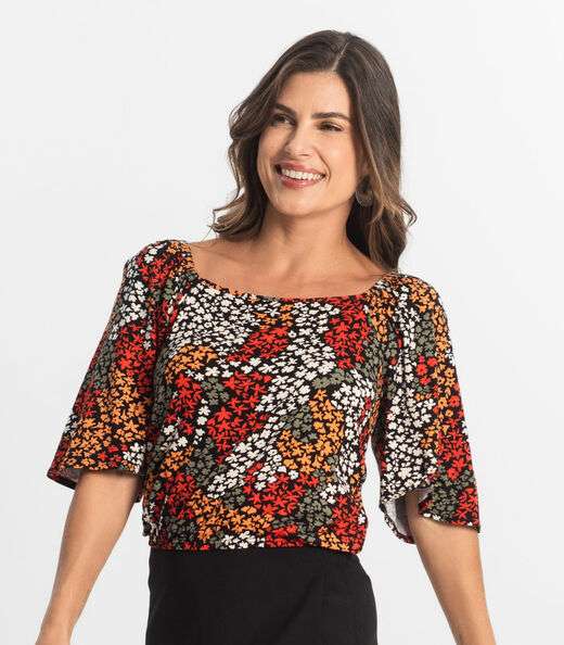 Blusa Feminina Manga Curta Select Laranja