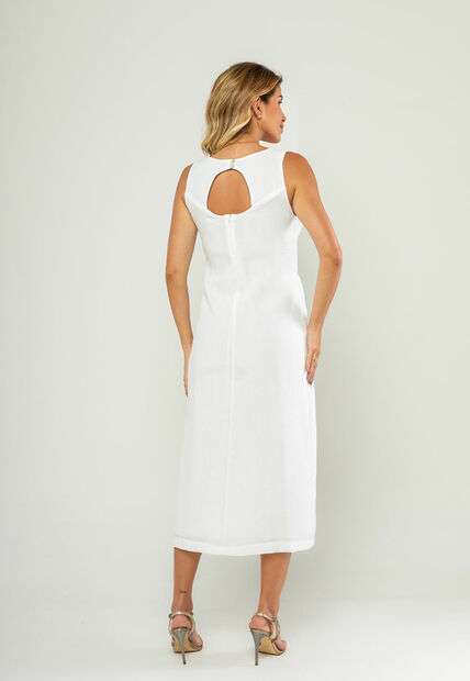 Vestido Midi Regata E Recorte Posterior Branco Salvatore