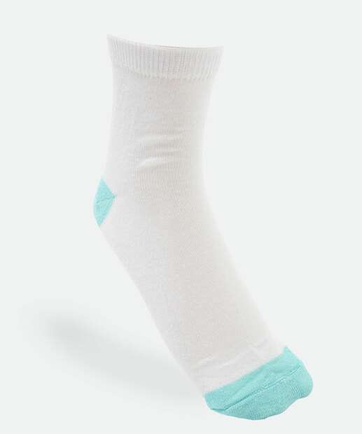 Kit 5 Pares Meias Cano Curto Feminina Bicolor Marisa Branco