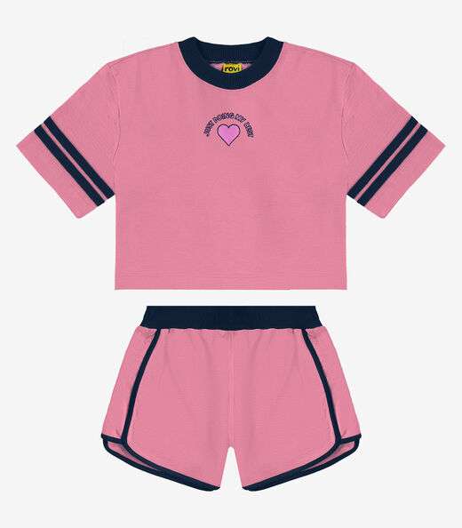 Conjunto Infantil Blusa Com Shorts Rovi Kids Rosa