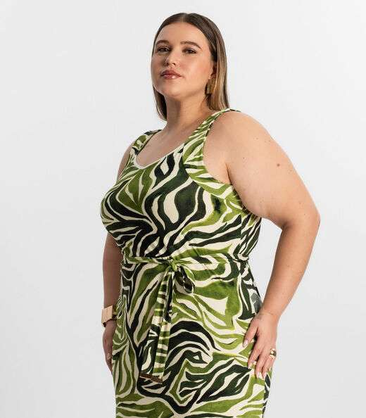 Vestido Midi Plus Size Secret Glam Verde