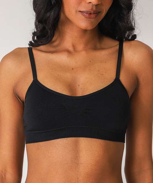 Sutiã Top Sem Bojo Textura Alças Finas Marisa 