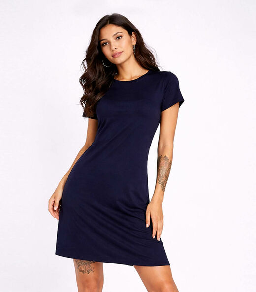 Image_Vestido Feminino Curto Com Manga Infinita Cor Azul