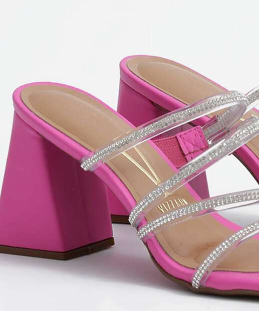 Tamanco Feminino Salto Grosso Strass Vizzano 