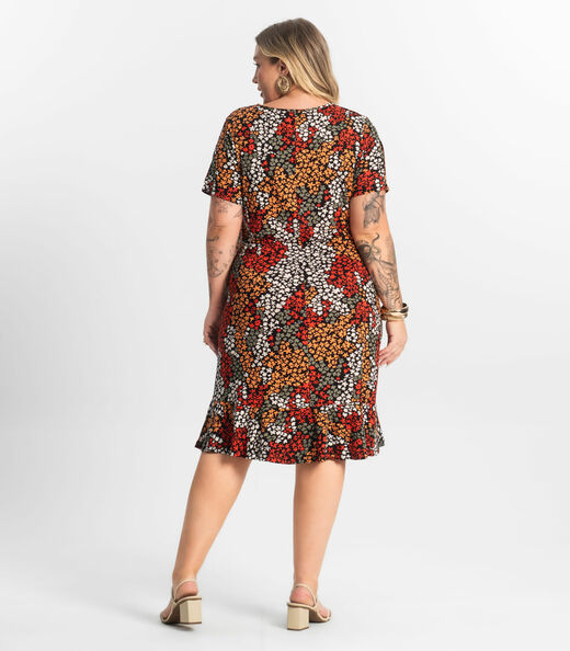 Vestido Plus Size Estampado Select Laranja
