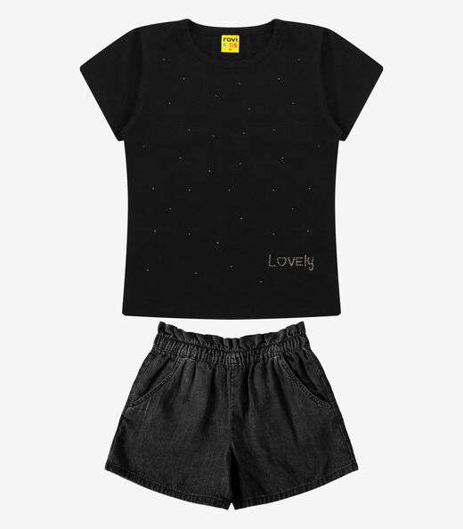Image_Conjunto Blusa com Shorts Menina Rovi Kids Preto