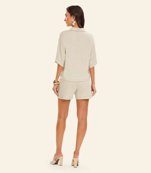 Shorts Feminino Moletom Sarjado Rovitex Bege