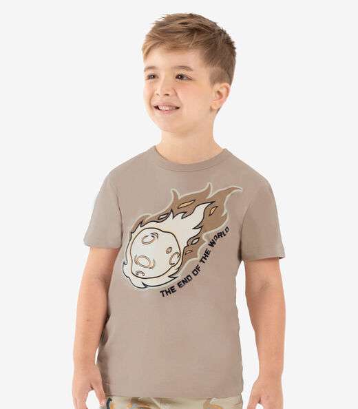 Pijama Infantil Masculino Meia Malha Rovi Kids Marrom