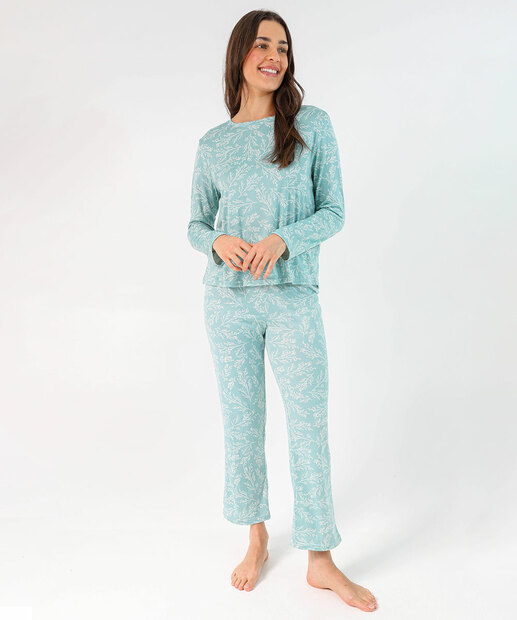 Image_Pijama Feminino Capri Estampado Manga Longa Marisa Azul