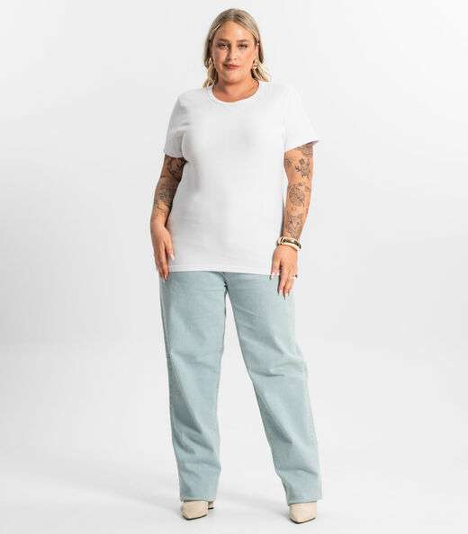 Blusa Feminina Cotton Manga Curta KO Branco