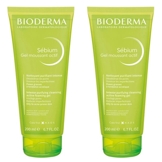 Image_Kit com 2 Unidades de Gel De Limpeza Sébium Moussant Actif 200ml Bioderma