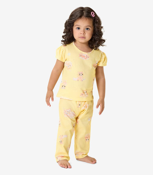 Pijama Blusa Com Calça Infantil Rovi Kids Amarelo