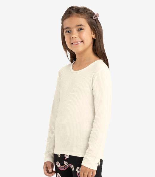 Blusa Manga Longa Com Aplicação Strass Rovi Kids Bege