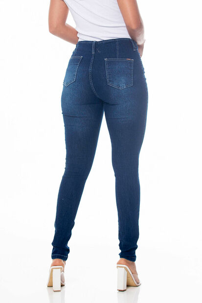 Calça Jeans Feminina Skinny Recortes Tks 8395 Azul
