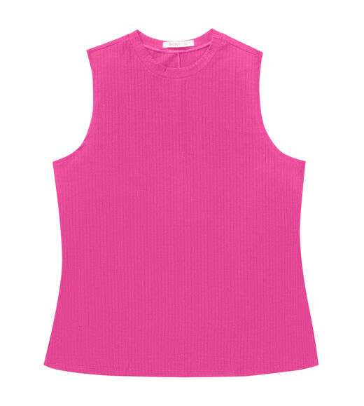 Regata Plus Size Em Ribana Canelada Secret Glam Rosa